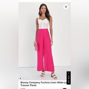 Lulus linen wide leg pants, pink, size XS